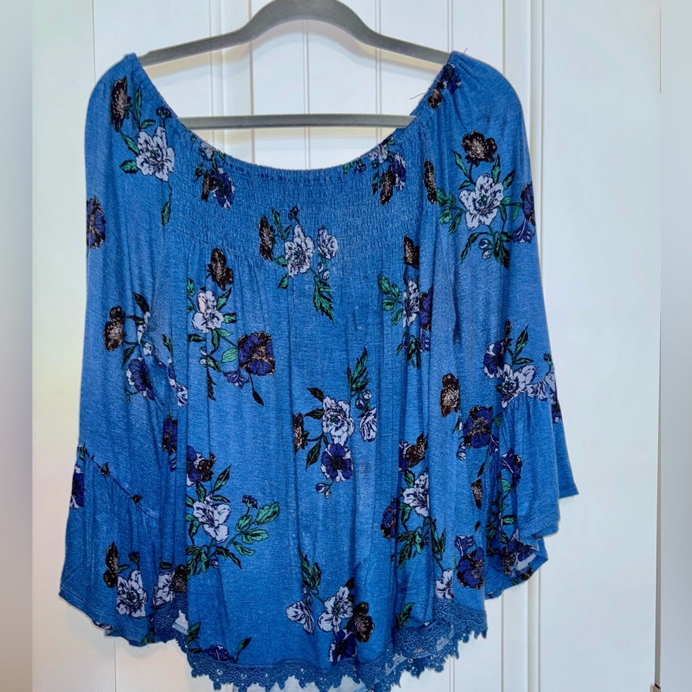 Floral Blue Women's Blouse
